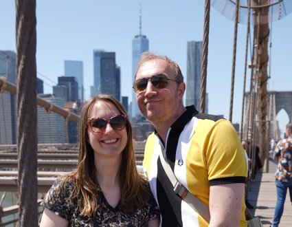 Picture of Sue and Ed on the Brooklyn Bridge